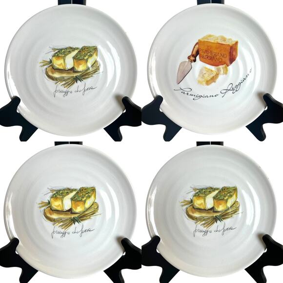 Ceramica Cuore Ceramic Cheese Plates Made in Italy Set of 4 - Picture 1 of 10